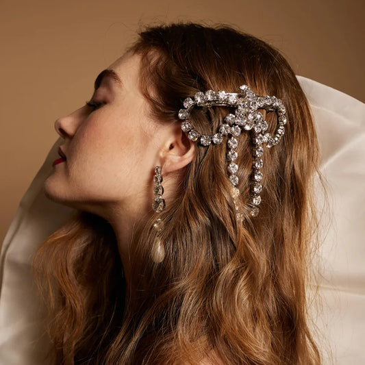 Large Butterfly Tassel Rhinestone Hair Clip