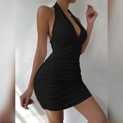 Sexy Deep V-neck Women Tight Club Mini Dress
