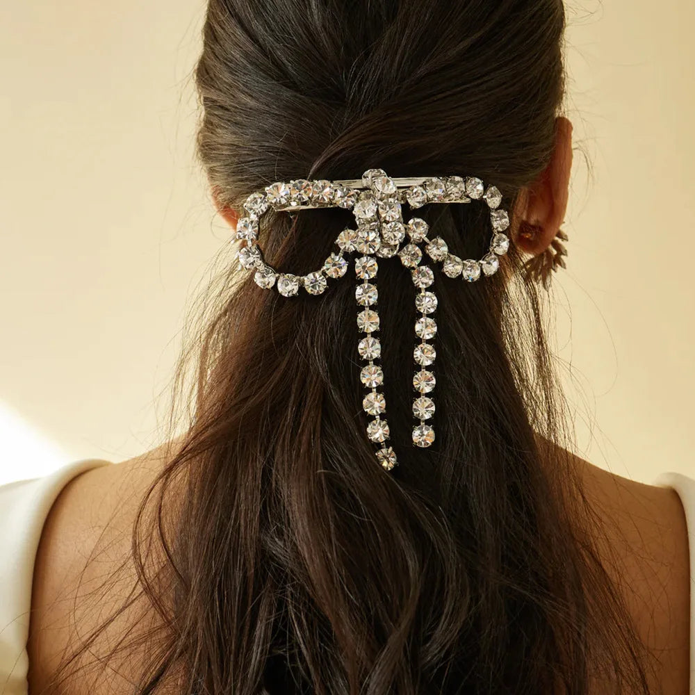 Large Butterfly Tassel Rhinestone Hair Clip
