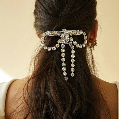 Large Butterfly Tassel Rhinestone Hair Clip